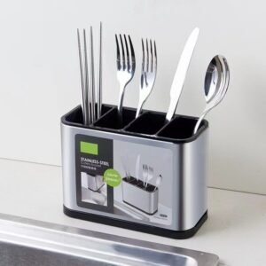 Multifunctional Kitchen Cutlery Holder | Spoon, Fork & Utensil Storage Rack with Drainer – Modern Countertop Organizer