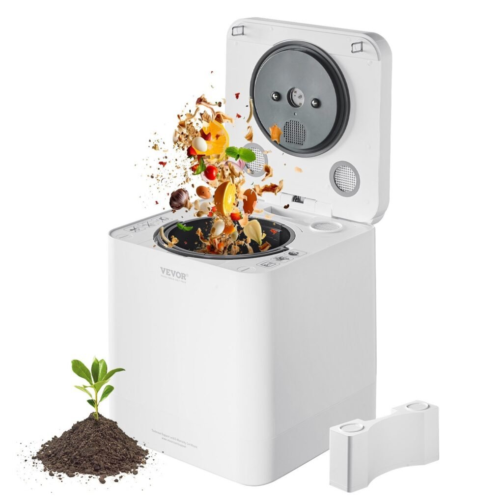 Smart kitchen composting machine turning food waste into organic compost – eco-friendly home appliance for sustainable living.