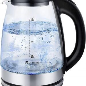 1.8L Electric Kettle Glass Black – Fast Water Boiler with LED Light, Auto Shut-Off & Boil Dry Protection