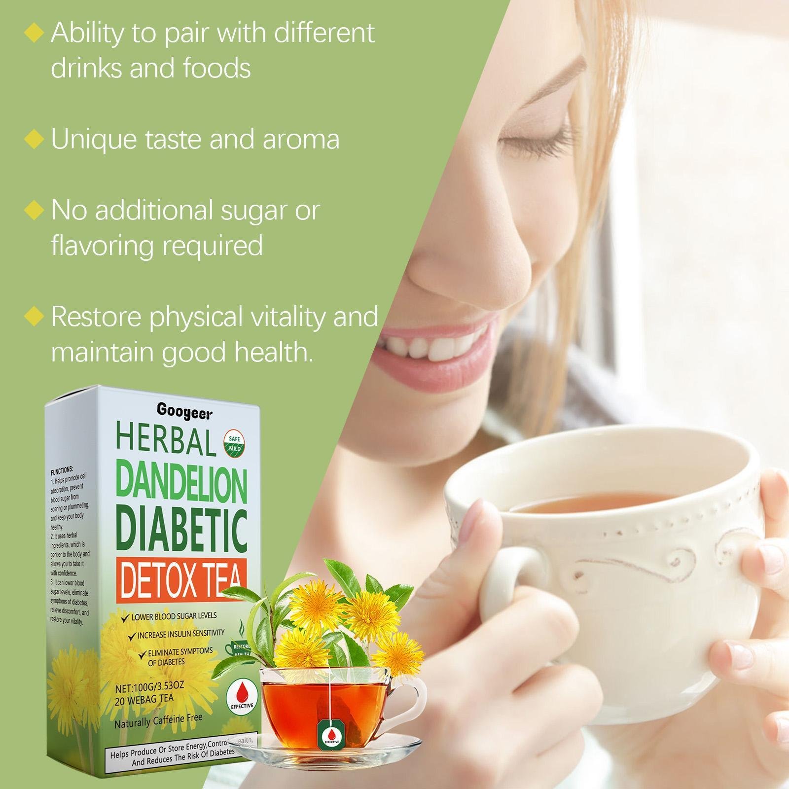 Cup of herbal detox tea with fresh leaves and lemon – natural detox drink for body cleansing and wellness.