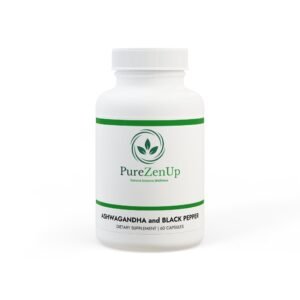 PureZenUp Ashwagandha and Black Pepper Extract 60 capsules for stress relief and cortisol balance